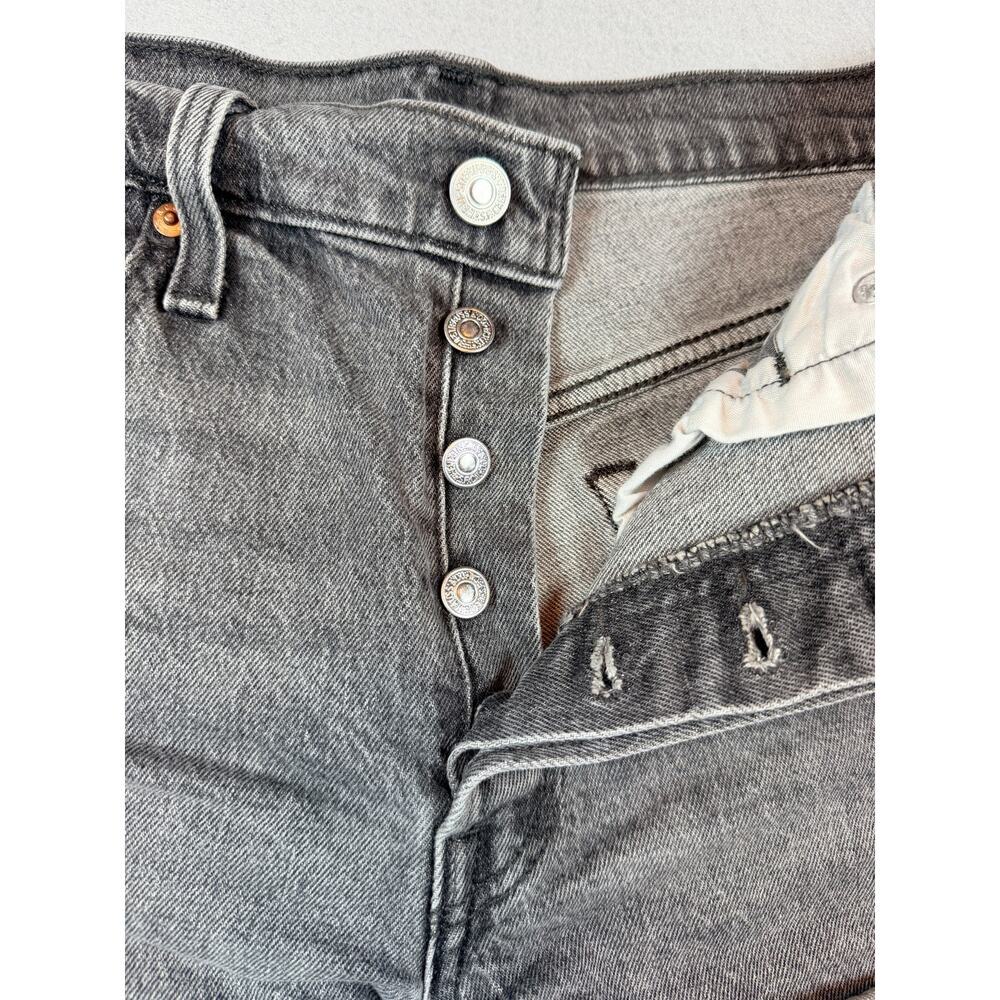 Levi's 501 Women's Denim Cutoff Shorts Size 28 Gray Black Distressed High Rise - Picture 2 of 8